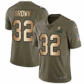 Nike Browns 32 Jim Brown Olive Gold Salute To Service Limited Jersey Dzhi,baseball caps,new era cap wholesale,wholesale hats